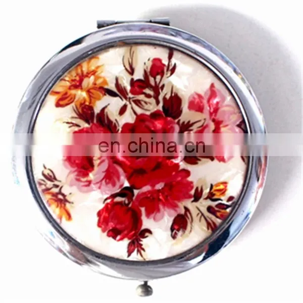 Promotion Gift Cheap Small Fancy Antique Flower Pattern Cosmetic Compact Disney Audited Mirror /Floral Pocket Mirror photo-2