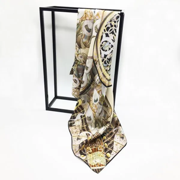 High Grade Low MOQ Custom Printed Silk Scarf With Tassels photo-3