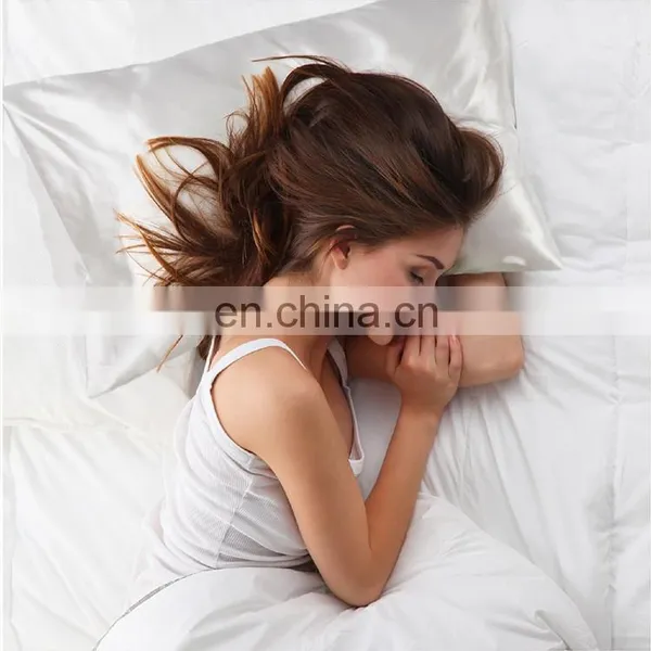 High Quality White 100% Polyester Home Silky Smooth Queen Satin Pillowcase photo-2