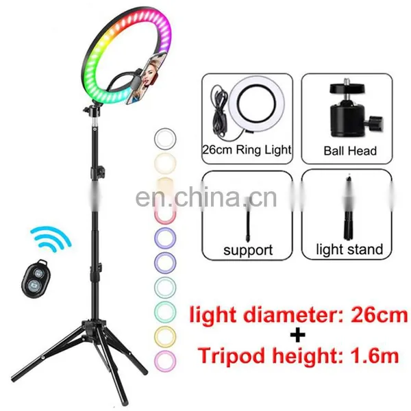Factory Wholesale 10 " 32 Colour Tiktok Video Photography Makeup Phone Selfie Rgb Ring Light With Tripop photo-4