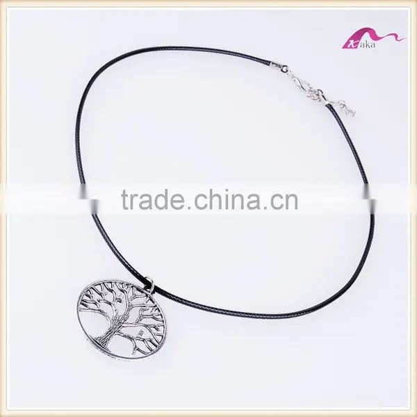 Mens Tibetan Silver Pendant Choker Necklace With Black Cord photo-2