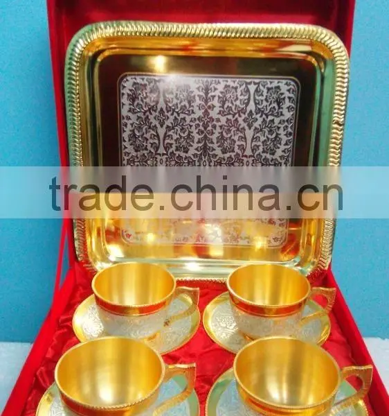 Silver And Gold Coffee Tea Set Of Four Cup