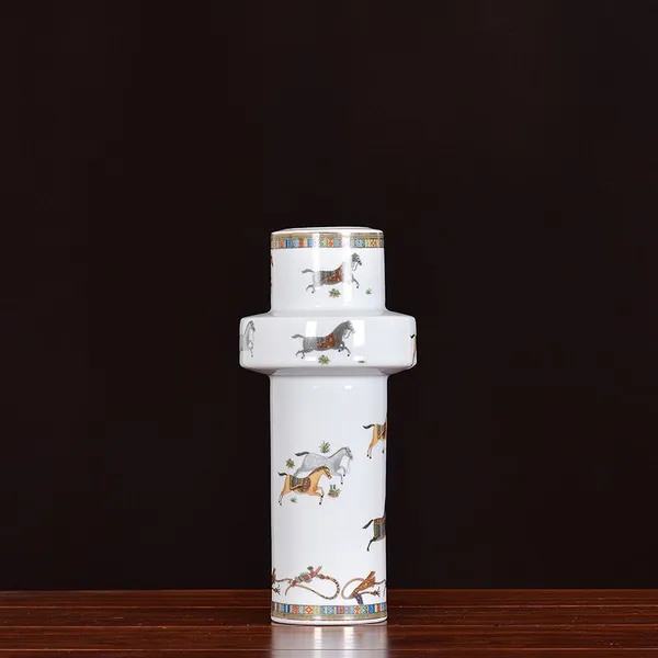 New Chinese Modern Simple Light Luxury Electroplate Ceramic Vase For Showroom TV Bench Decor photo-3