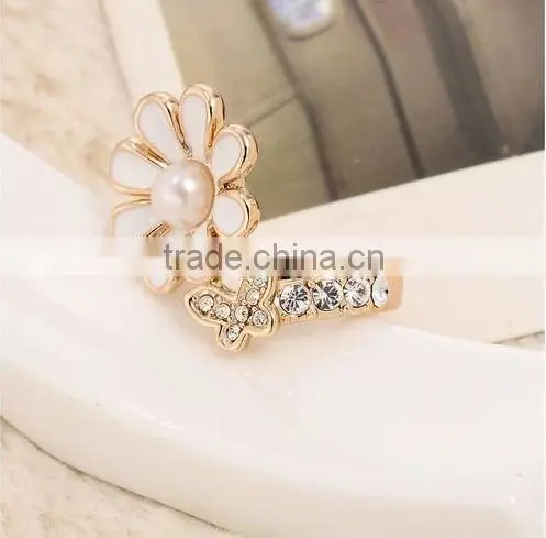 Hot Trend Jewelry 2015 Pave Crystal Latest Fashion Gold Two Finger Rings Jewelry photo-2