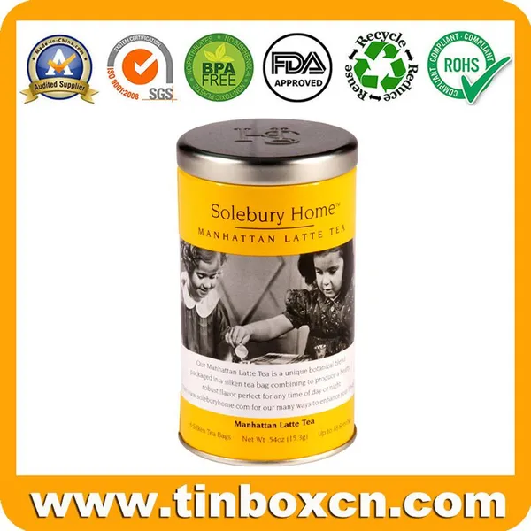 Customized Round Tea Tin Can With Plug Lid and Flush Appearance