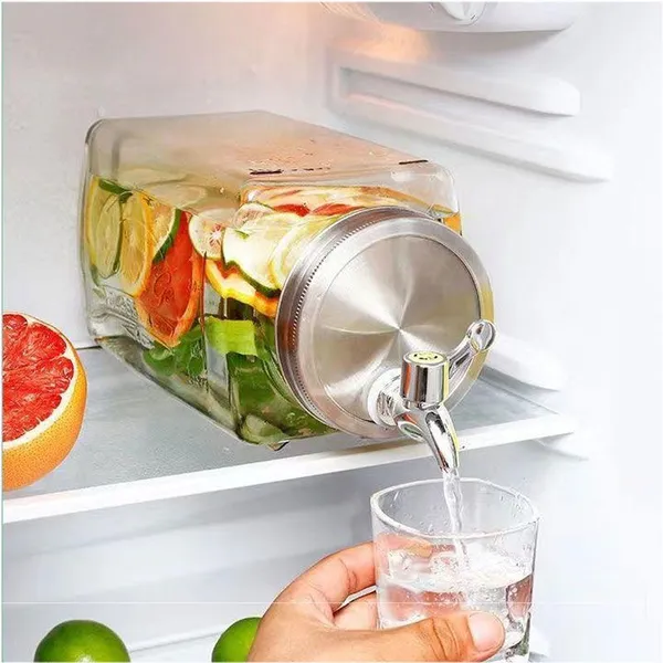Large - Capacity Glass Beverage Dispensers W/Stainless Spigots. Airtight Lids. Wooden Stand. Ideal for Parties & Daily Drinks! photo-2