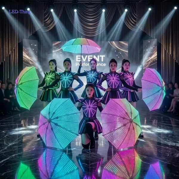 Pixel Glow LED Umbrella: Programmable RGB Performance Prop for Stage & Events photo-4