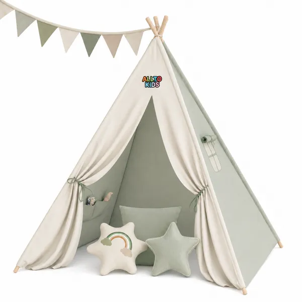 Indoor Teepee Tent for Kids With Stars Led Lights - Pop-Up Playhouse for Boys and Girls photo-3