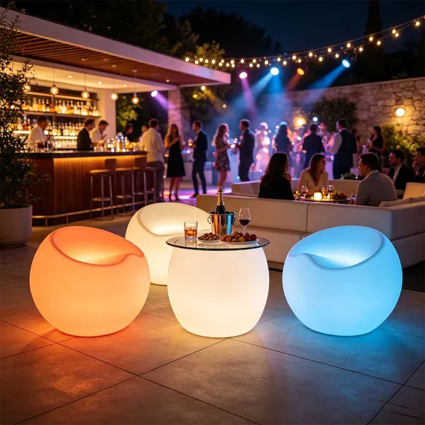 Luminous Illuminated Outdoor Bar Furniture LED Glowing Table Chair Set for Nightclub Garden Party Events photo-5