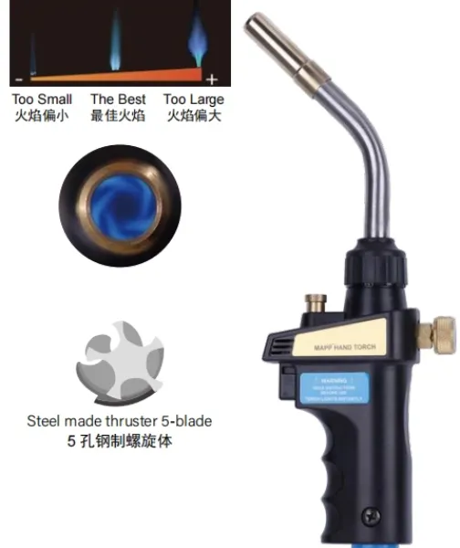 WT‑5ST Pistol‑Grip MAPP Gas Torch With Fast‑Cooling Brass Tip Safety‑Lock Torch