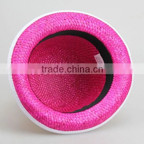 2015 Factory In-stock Natural Round Straw Hat 56cm For Adults Fedora Hat Sraw Hat for Mens Red /blue/green/rose photo-5
