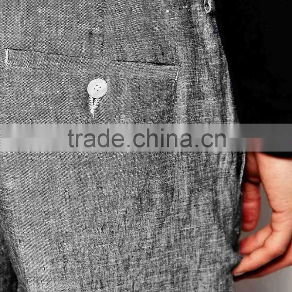 Slim Fit Smart Bermuda Shorts In 100% Linen Clothing photo-3