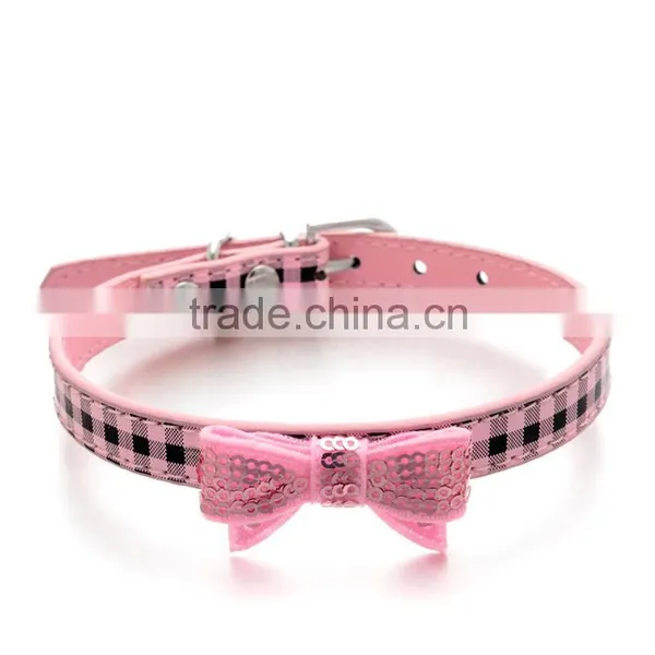 Wholesale Dog Collar Supplies Square Sequins Embroidery Bows Pet Collar photo-4