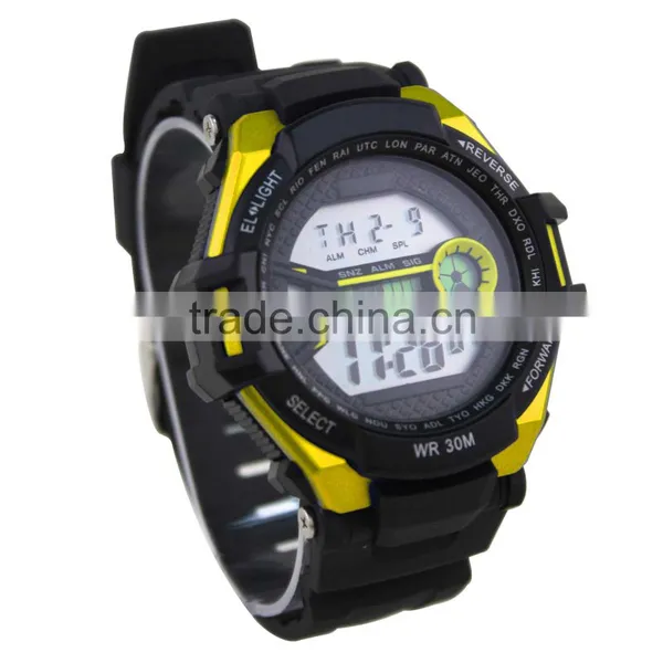 LP1338_YW Rubber Strap Digital Chronograph Timer Counter LCD Sports Watch photo-4