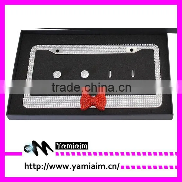 Red Bow Tie Attchment Bling License Plate Frame Car Accessories Auto OEM Girly Gift photo-2
