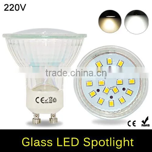 2015 NEW GU10 220V Led Spotlight 2835 SMD 18Leds Glass Lamp Body GU 10 5W Spot Light Led Bulb Downlight Lighting /LOT