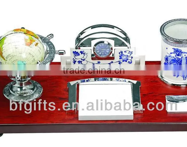 Wood Globe & Name Card & Pen Holder Office Stationary Desktop Set Gift-19