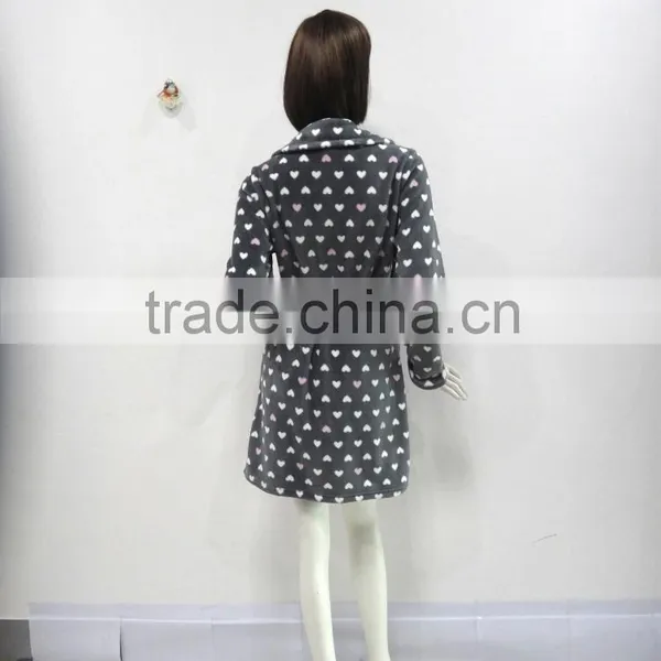 Lovely Bind Lapel Loveing Heart Gray Robe With Two Big Pockets Woman photo-6