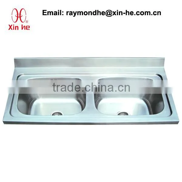 Europe Commercial Kitchen Catering Sink Scullery Basin With Splashback, Portable Stainless Steel Compartment Sink for Restaurant photo-3