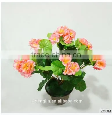 Cheap Wholesale Artificial Silk Begonia Flower Bouquet For Home Decoration photo-6