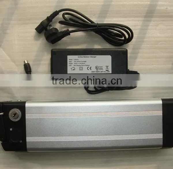 GEB Rechargeable Li-ion 36V 10Ah Silver Fish Battery Pack for Electric Bicycle With Charger photo-2