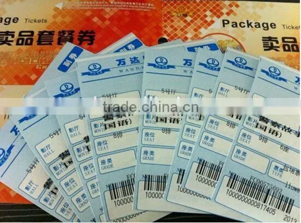 Thin Thermal Paper Movie Ticket Printing Cheap Price
