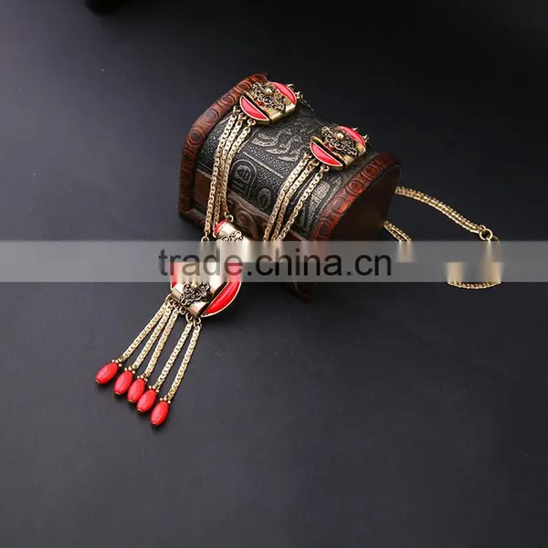 Cheap Wholesale Jewelry 2016 Latest Design Red Bead Pendant Necklace photo-5