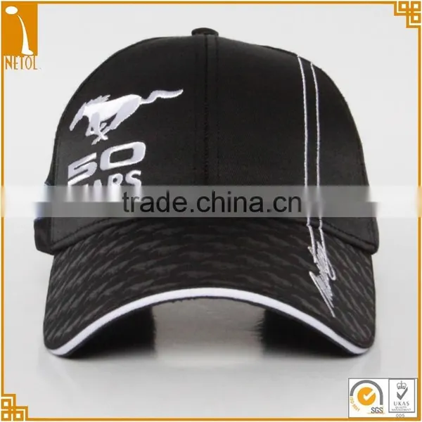 Cheap High Quality Custom 6 Panel Black 100%cotton Embroidered Character Baseball Cap Wholesale photo-2