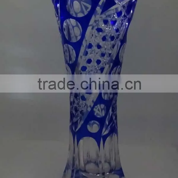 Dark Blue Deep Engraving Flower Vases