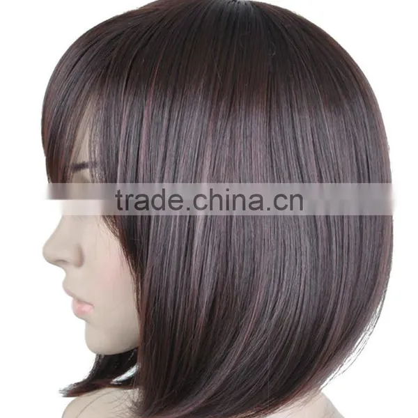 Lady Fashion Short Brown Straight Women Bob Wig Cosplay Party Wig N500 photo-2