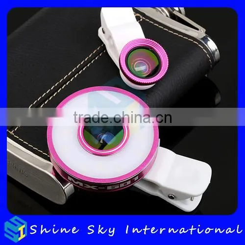 Universal 3 in 1 Smartphone Camera Wide Angle/Marco/Fisheye Lens With Selfie Light photo-5