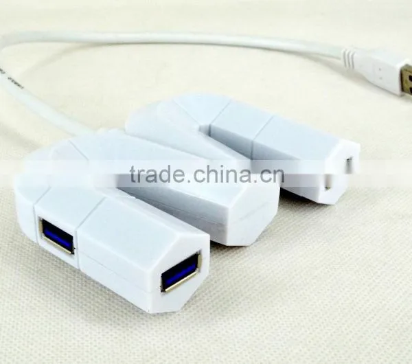 4 Port the Shape of 3 Font USB 3.0 HUB for Windows 95/98/2000/2003/ME/XP/Vista or Mac OS 8.1/Windows7 photo-3
