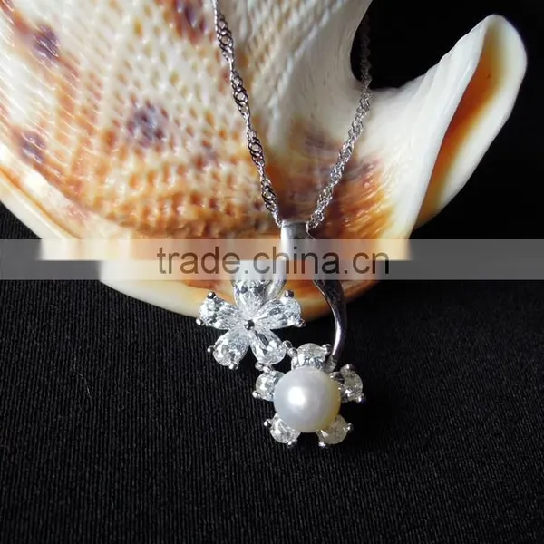 Elegant Pearl Pendant Necklace With Sterling Silver Jewelry Wholesale photo-4