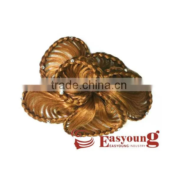 Blonde Braids Hair Accessories, Wigs Hair Flower, Synthetic Hair Pieces for Updo Bride photo-3