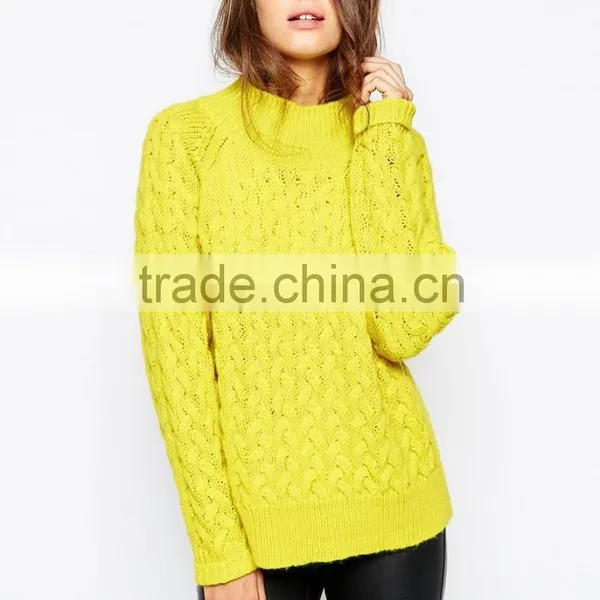 Women Acrylic and Wool Knit Chunky Sweater photo-2