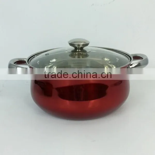 10pcs Colorful Soup Pot ss Pot With Glass Lid And Ear Handle Of Stainless Steel Cookware Set