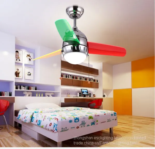 28''/36'' Colored Leaf Mini Baby Ceiling Fan With Led Light photo-3