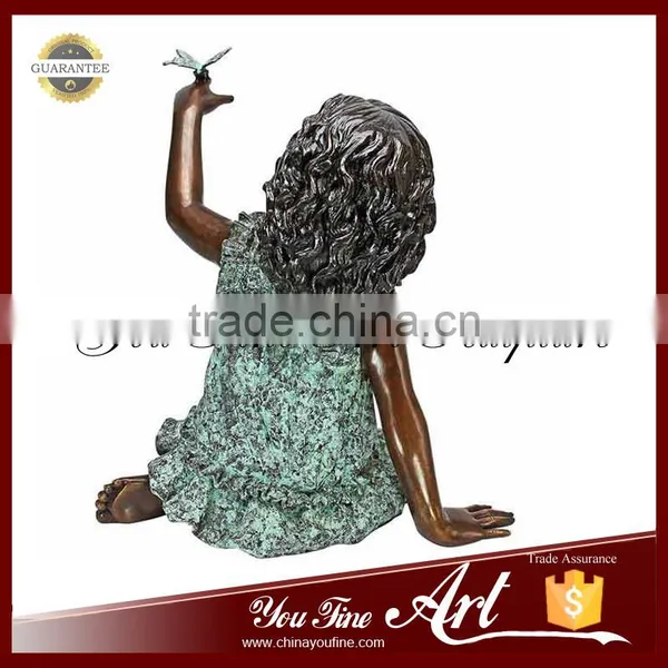 Outdoor Life Size Bronze Girl Sculpture With Bird Statue photo-3