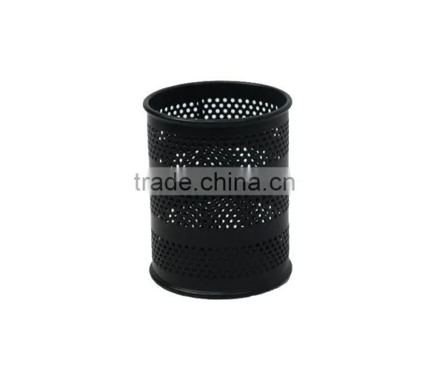 Round Black Metal Mesh Modern Pencil Holder Pen Stand photo-2
