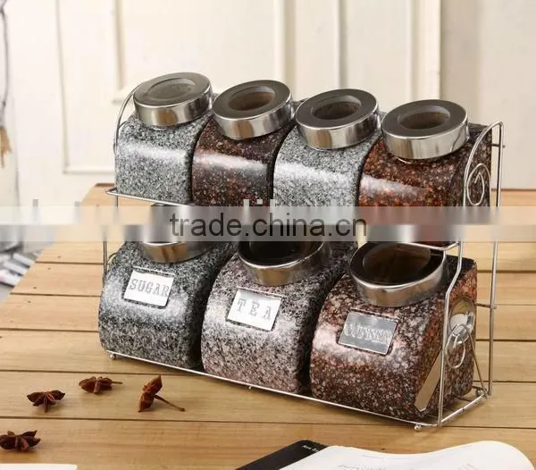 Ceramic Canister Set With Stainless Metal Spoon, Lid & Stand photo-2