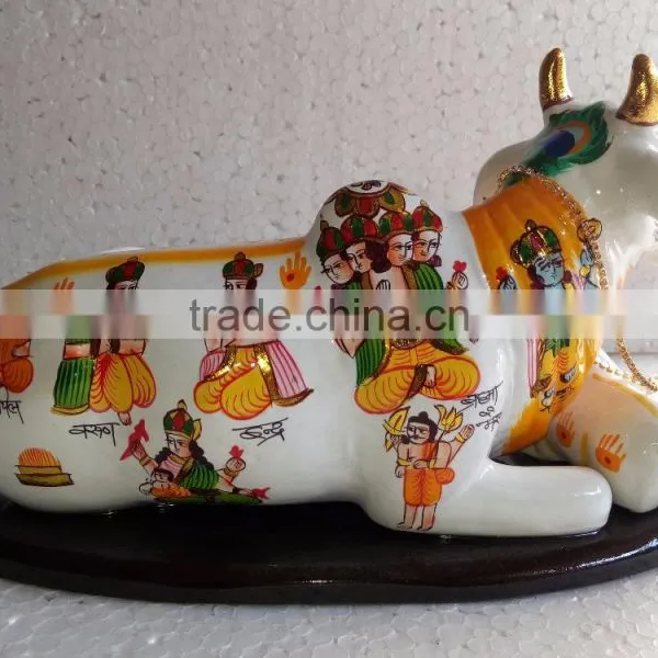 Indian Handicraft Hand Painted Resin Kamdhenu Cow photo-4