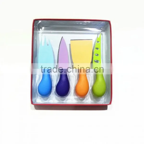 4 PCS Wholesale Cheese Knife Types, Plastic Colorful Handle Cheese Tool Set photo-2