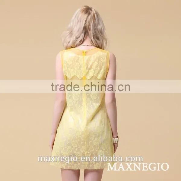 China Supplier Sleeveless Lady One Piece Dress Simple Latest 2015 photo-4