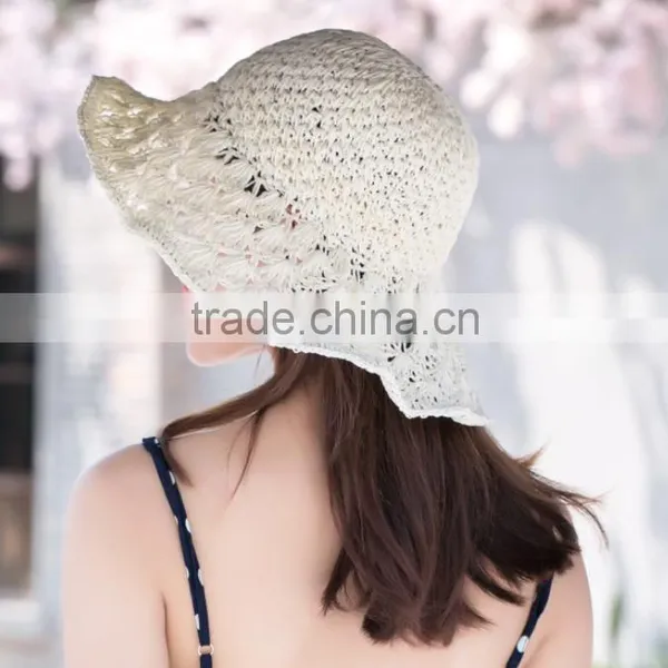 Zm40595b Summer Handmade Bearded Needle Folding Women Straw Sun Visor Hat photo-5