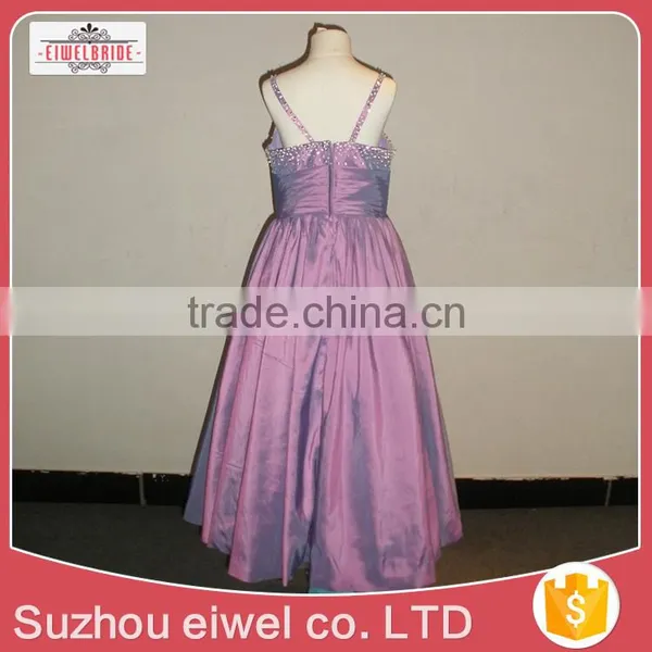 Purple Spaghetti Strap Flower Girl Dress for 10 Years Girl photo-3