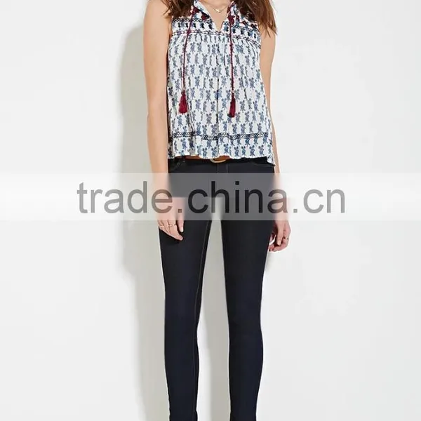 2016 Guangzhou Shandao Oem Service Summer New Design Casual Sleeveless Printing Women Rayon Tops photo-4