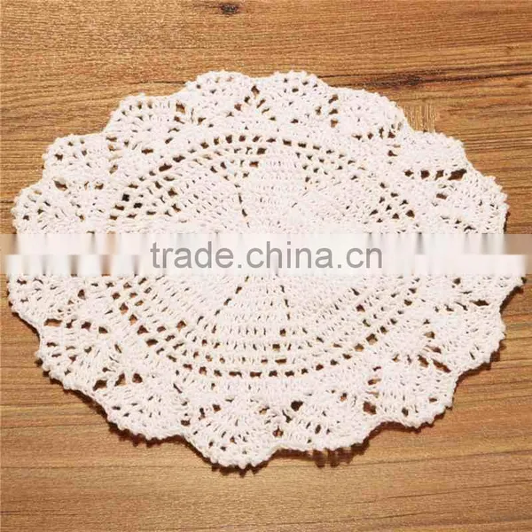 Modern Style 25cm Vintage Style Floral Hand Crochet Handmade Cotton Beige Doily Cup Table Mat Doilies Crochet Placemat Coasters photo-3