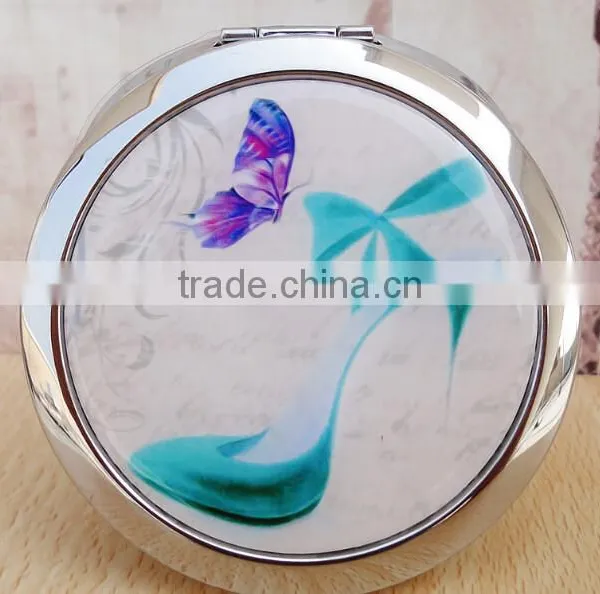 2015 Pocket Metal Pocket Round Mini Mirror for Birthday Gifts,Cosmetci Hangbag Mirror With High Heel Shoes photo-4