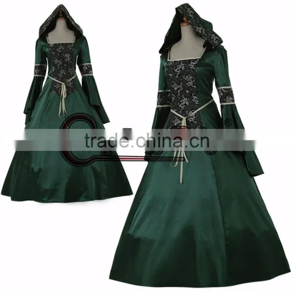 Oliver Green Medieval Dress Cosplay Costume Women's Fancy Dress Custom Made photo-3