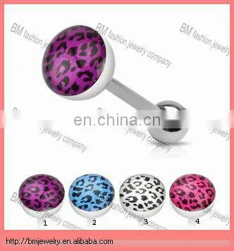 Fashion Leopard Skin Logo Unique Tongue Ring Barbell Body Piercing Jewelry photo-1